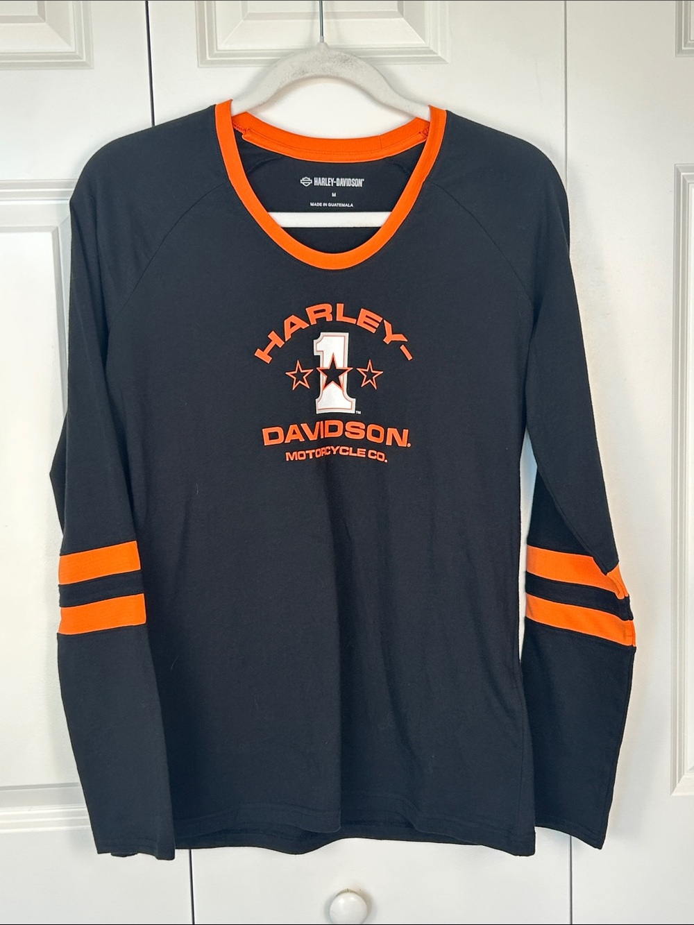Harley-Davidson Black and Orange Raglan Long Sleeve Shirt